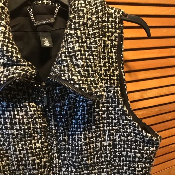 White House Black Market Black & White Boucle Vest - Picture 7 of 12